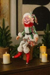 Beysüs Yılbaşı Çam Ağacı Süsü Elf Sevimli Elf Kırmızı Yeşil Beyaz - Beysüs