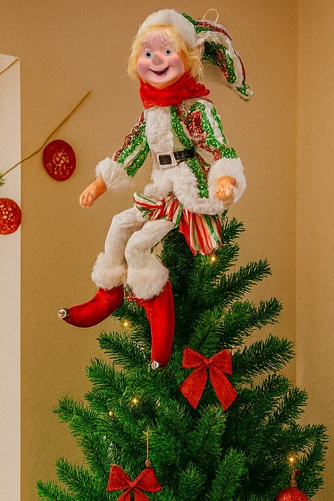Beysüs Yılbaşı Çam Ağacı Süsü Elf Sevimli Elf Kırmızı Yeşil Beyaz - 5