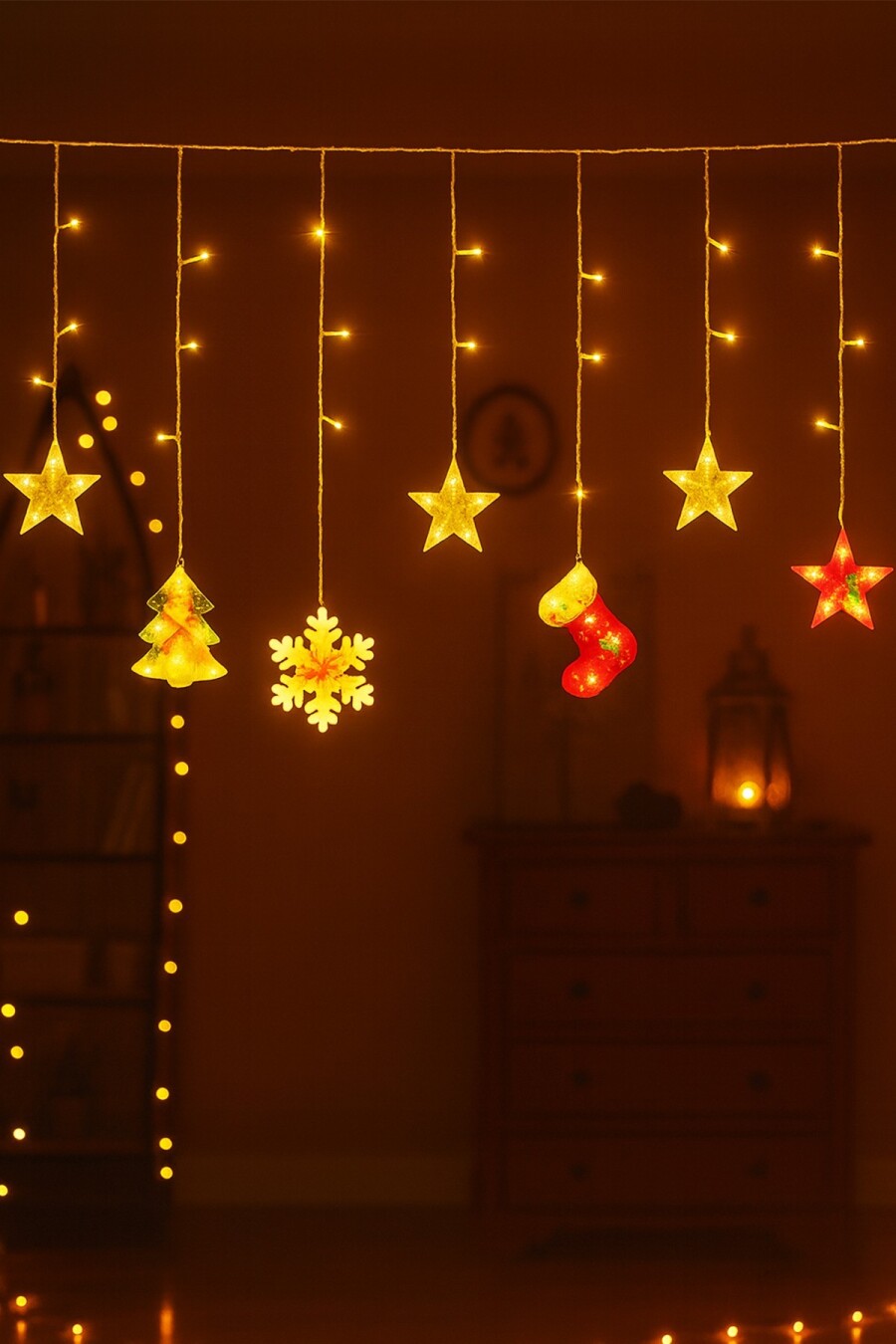 Beysüs Yılbaşı Çam Ağacı Süsü Figürlü LED Perde Işık - 2