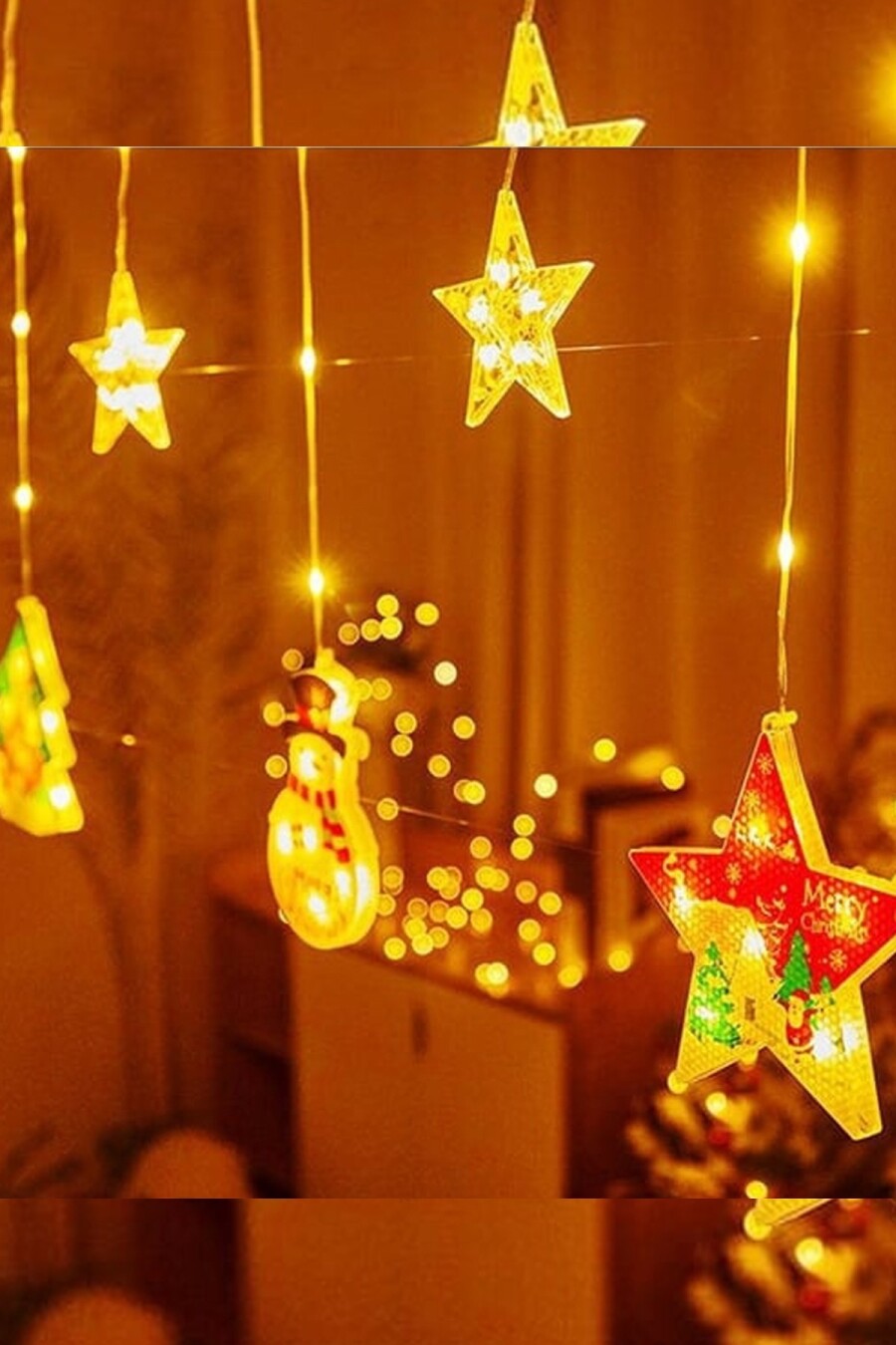 Beysüs Yılbaşı Çam Ağacı Süsü Figürlü LED Perde Işık - 4