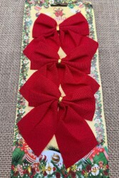 Beysüs Yılbaşı Çam Ağacı Süsü Fiyonk 3 lü 10 cm Kırmızı - 4