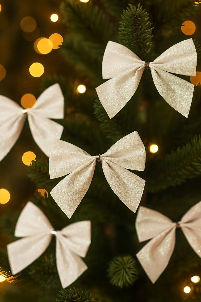 Beysüs Yılbaşı Çam Ağacı Süsü Fiyonk Beyaz 6 Lı 8 cm - 1