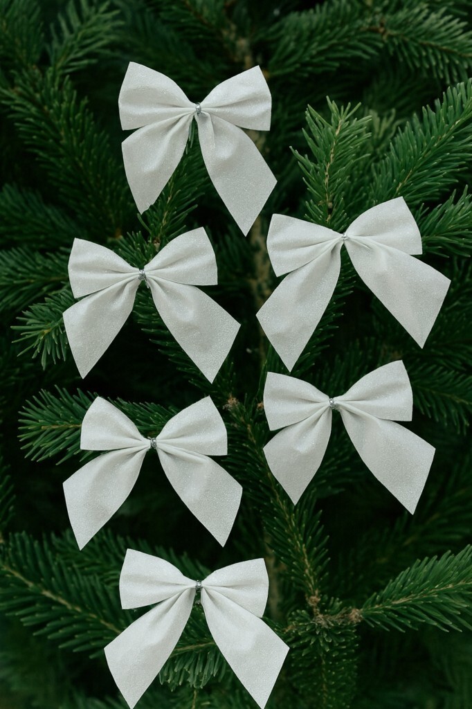 Beysüs Yılbaşı Çam Ağacı Süsü Fiyonk Beyaz 6 Lı 8 cm - 2