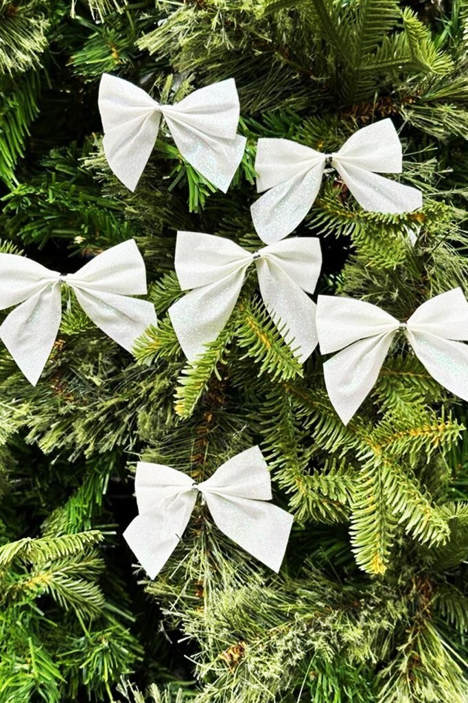 Beysüs Yılbaşı Çam Ağacı Süsü Fiyonk Beyaz 6 Lı 8 cm - 4