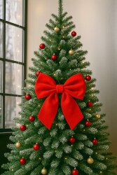 Beysüs Yılbaşı Çam Ağacı Süsü Fiyonk Kadife Düz Kırmızı - Beysüs