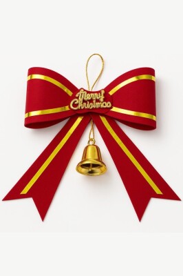 Beysüs Yılbaşı Çam Ağacı Süsü Fiyonk Kırmızı Merry Christmas - 3