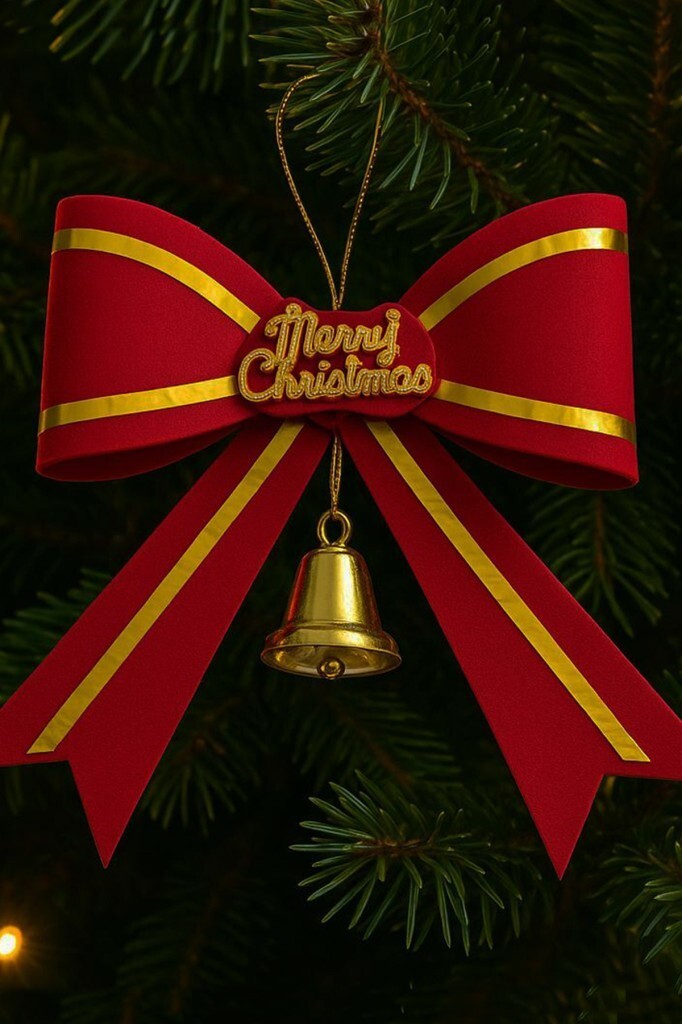 Beysüs Yılbaşı Çam Ağacı Süsü Fiyonk Kırmızı Merry Christmas - 2