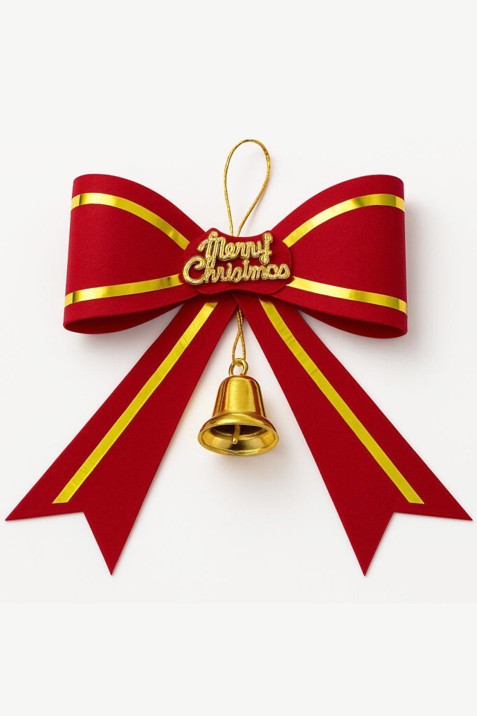 Beysüs Yılbaşı Çam Ağacı Süsü Fiyonk Kırmızı Merry Christmas - 3