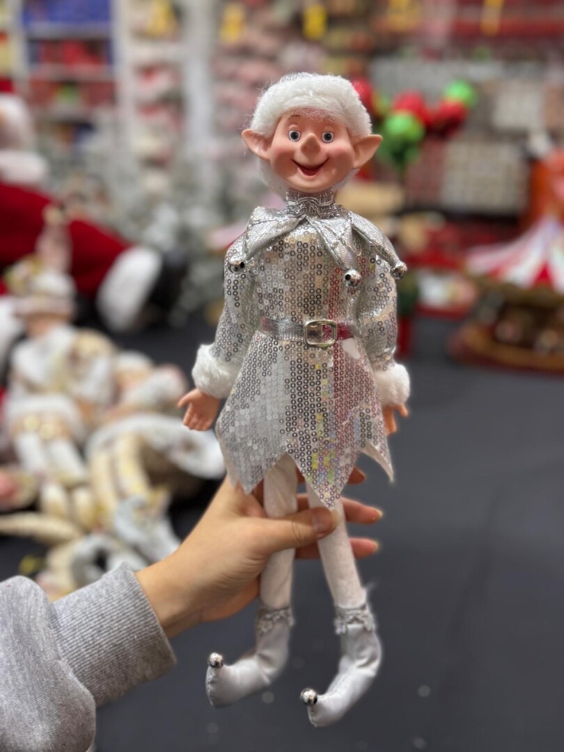 Beysüs Yılbaşı Çam Ağacı Süsü Gümüş Elf Figürü 36 cm - Beysüs