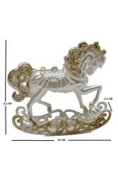 Beysüs Yılbaşı Çam Ağacı Süsü İnci Beyaz Sallanan At 10 CM - 3