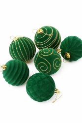 Beysüs Yılbaşı Çam Ağacı Süsü Kadife Yeşil Top 8 cm 6’lı - 2