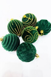 Beysüs Yılbaşı Çam Ağacı Süsü Kadife Yeşil Top 8 cm 6’lı - 3