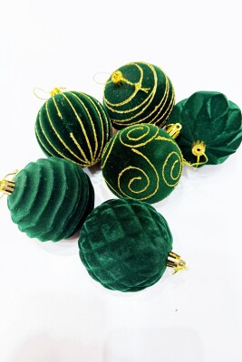 Beysüs Yılbaşı Çam Ağacı Süsü Kadife Yeşil Top 8 cm 6’lı - 3