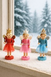 Beysüs Yılbaşı Çam Ağacı Süsü Kanatlı Prenses 3 lü 12 cm Rnk001 - 1