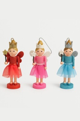 Beysüs Yılbaşı Çam Ağacı Süsü Kanatlı Prenses 3 lü 12 cm Rnk001 - 2