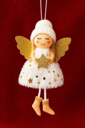 Beysüs Yılbaşı Çam Ağacı Süsü Kar Meleği Altın Kanat Altın Yıldız - Beysüs