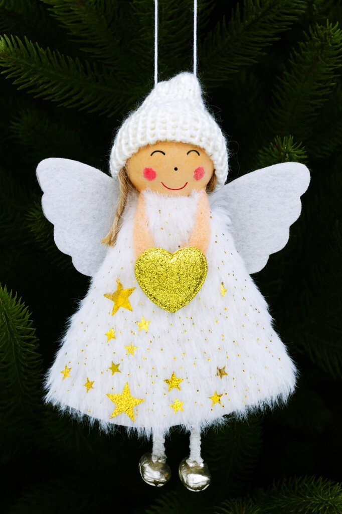 Beysüs Yılbaşı Çam Ağacı Süsü Kar Meleği Beyaz Kanat Altın Kalpli - 3