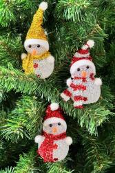 Beysüs Yılbaşı Çam Ağacı Süsü Kardan Adam Işıklı 3 lü - Beysüs