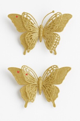 Beysüs Yılbaşı Çam Ağacı Süsü Kelebek Gold İkili - 1