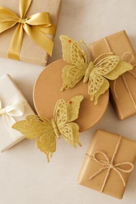 Beysüs Yılbaşı Çam Ağacı Süsü Kelebek Gold İkili - 2