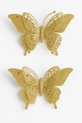 Beysüs Yılbaşı Çam Ağacı Süsü Kelebek Gold İkili - Beysüs