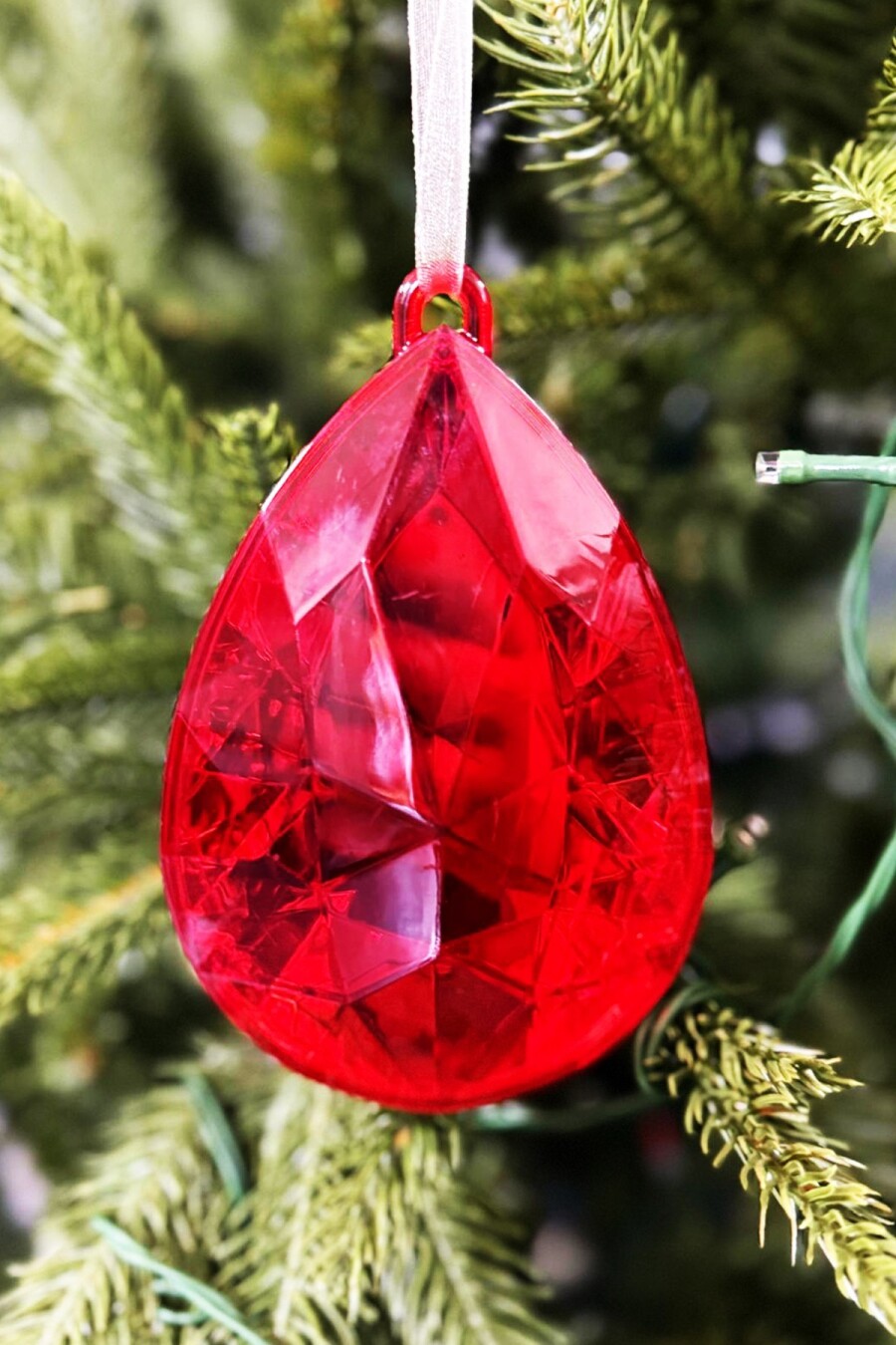 Beysüs Yılbaşı Çam Ağacı Süsü Kristal Damla Kesim Yakut Kırmızı - 1