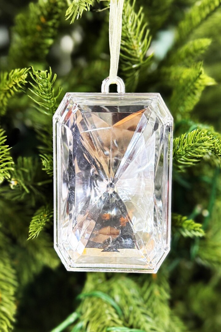 Beysüs Yılbaşı Çam Ağacı Süsü Kristal Dikdörtgen Kesim Gümüş - 1