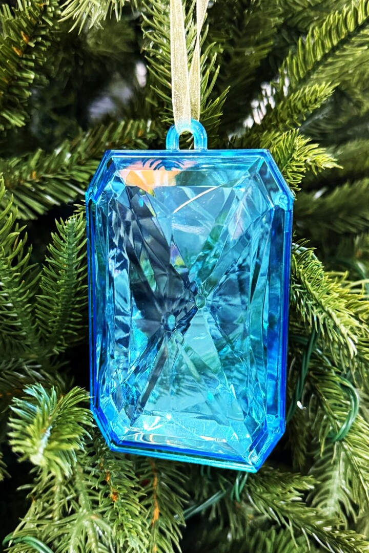 Beysüs Yılbaşı Çam Ağacı Süsü Kristal Dikdörtgen Kesim Mavi - 1