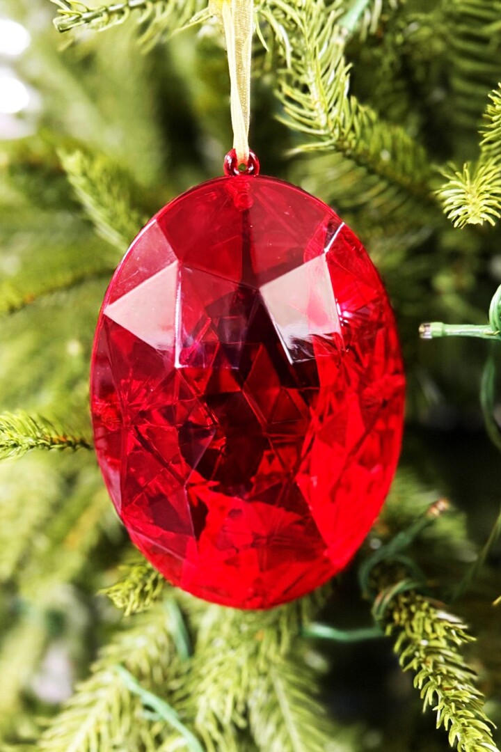 Beysüs Yılbaşı Çam Ağacı Süsü Kristal Oval Kesim Yakut Kırmızı - 1