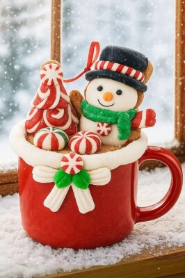 Beysüs Yılbaşı Çam Ağacı Süsü Kupa Cup Cake Kardan Adam - 1