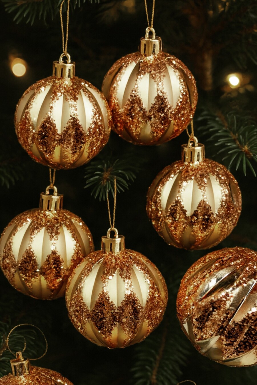 Beysüs Yılbaşı Çam Ağacı Süsü Line Shine Rosegold Top 8 cm 6’lı - 1