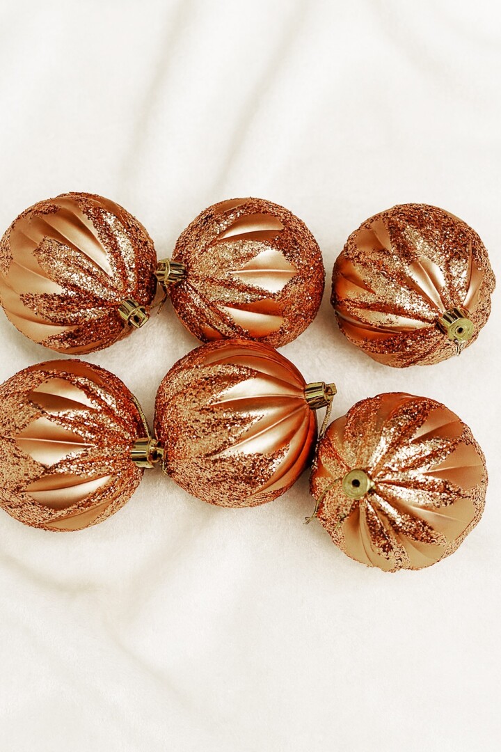 Beysüs Yılbaşı Çam Ağacı Süsü Line Shine Rosegold Top 8 cm 6’lı - 3