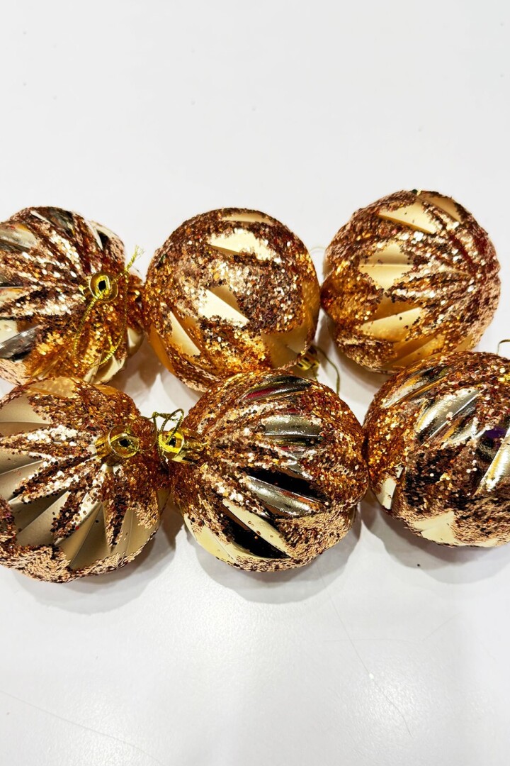 Beysüs Yılbaşı Çam Ağacı Süsü Line Shine Rosegold Top 8 cm 6’lı - 4