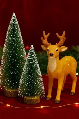 Beysüs Yılbaşı Çam Ağacı Süsü Masa Çamı Geyik Set - 2