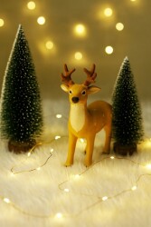 Beysüs Yılbaşı Çam Ağacı Süsü Masa Çamı Geyik Set - 3