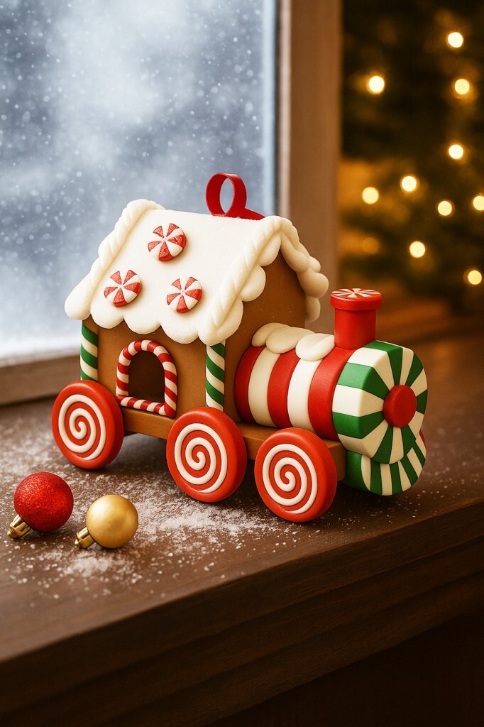 Beysüs Yılbaşı Çam Ağacı Süsü Masa Dekoru Işıklı Kurabiye Tren Beyaz Yeşil - Beysüs