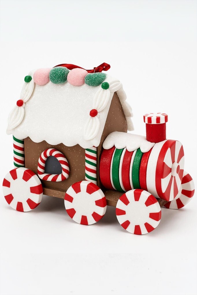 Beysüs Yılbaşı Çam Ağacı Süsü Masa Dekoru Işıklı Kurabiye Tren Kırmızı Beyaz - Beysüs