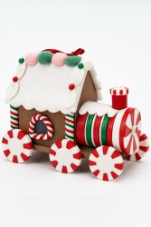 Beysüs Yılbaşı Çam Ağacı Süsü Masa Dekoru Işıklı Kurabiye Tren Kırmızı Beyaz - Beysüs