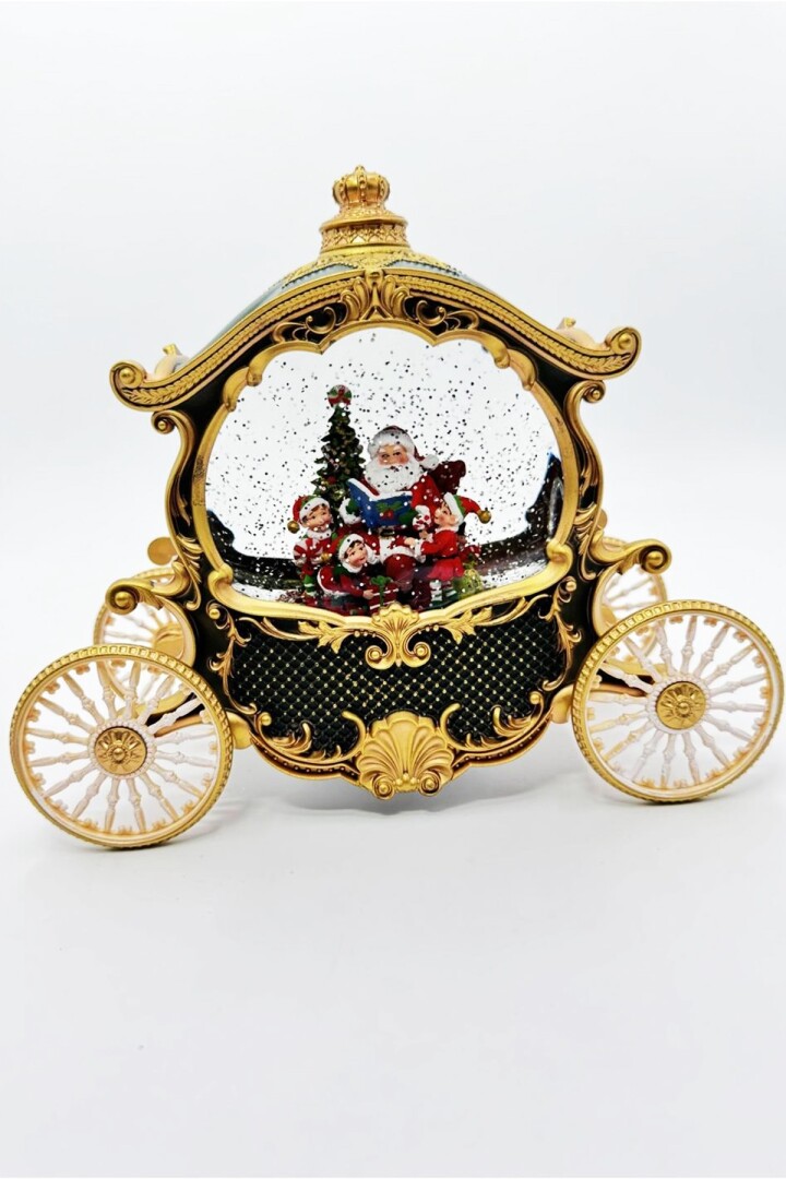 Beysüs Yılbaşı Çam Ağacı Süsü Masa Dekoru Işıklı Müzikli At Arabası Noel Baba - 2