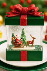 Beysüs Yılbaşı Çam Ağacı Süsü Masa Dekoru Işıklı Müzikli Hediye Paketi Müzik Kutusu Yeşil - 2