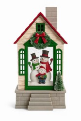 Beysüs Yılbaşı Çam Ağacı Süsü Masa Dekoru Işıklı Müzikli Kardan Adam Ailesi Müzik Kutusu Yeşil - 3