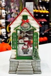 Beysüs Yılbaşı Çam Ağacı Süsü Masa Dekoru Işıklı Müzikli Kardan Adam Ailesi Müzik Kutusu Yeşil - 4