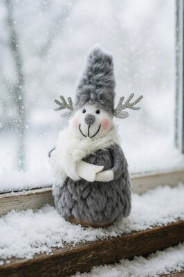 Beysüs Yılbaşı Çam Ağacı Süsü Masa Dekoru Şans Yumağı Gri Geyik - 1