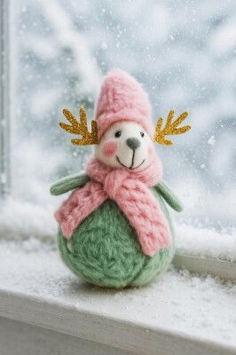 Beysüs Yılbaşı Çam Ağacı Süsü Masa Dekoru Şans Yumağı Yeşil Geyik - 1