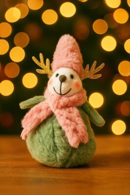 Beysüs Yılbaşı Çam Ağacı Süsü Masa Dekoru Şans Yumağı Yeşil Geyik - 2