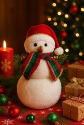 Beysüs Yılbaşı Çam Ağacı Süsü Masa Dekoru Sevimli Kardan Adam Kürklü - 2