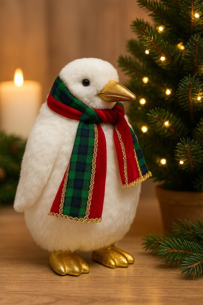 Beysüs Yılbaşı Çam Ağacı Süsü Masa Dekoru Sevimli Penguen Kürklü - 2