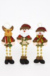 Beysüs Yılbaşı Çam Ağacı Süsü Noel Baba Geyik Kardan Adam 3 lü Gold Ayak BYL0014 - Beysüs