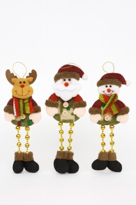 Beysüs Yılbaşı Çam Ağacı Süsü Noel Baba Geyik Kardan Adam 3 lü Gold Ayak BYL0014 - 1