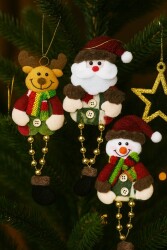 Beysüs Yılbaşı Çam Ağacı Süsü Noel Baba Geyik Kardan Adam 3 lü Gold Ayak BYL0014 - 2